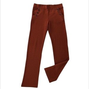 Betabrand rust colored patterned dressy yoga pants size medium